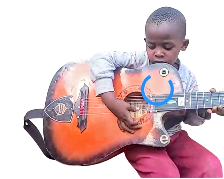 8-year-old boy learning guitar